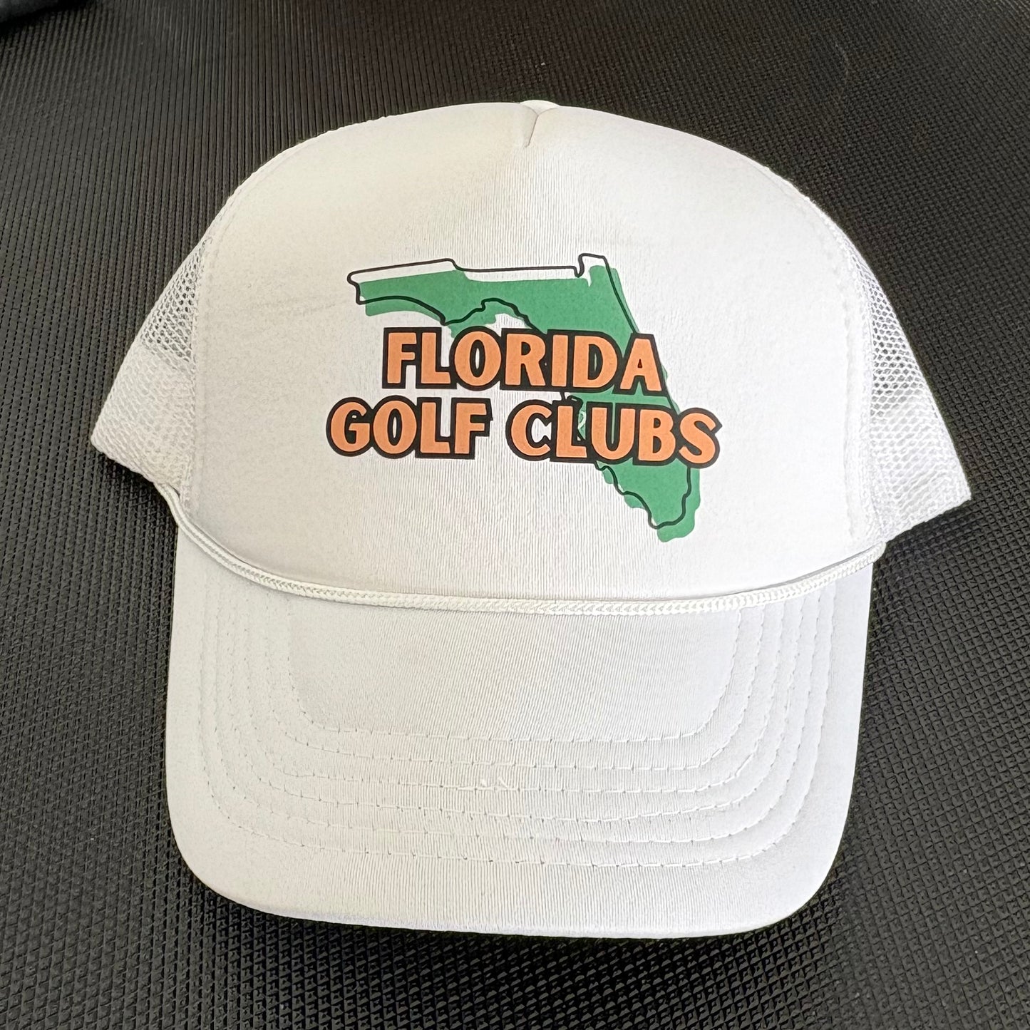 FLORIDA GOLF CLUBS WHITE FOAM TRUCKER HAT